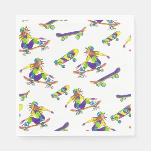 Napkin Girl Skateboarder Serviette (Vorderseite)