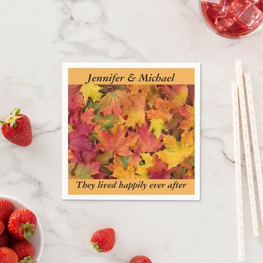 Napkin-Hochzeitsempfang personalisieren Herbstlaub Serviette (Beispiel)