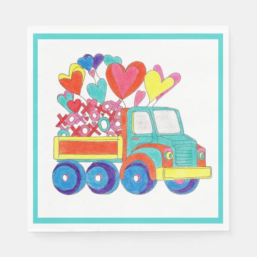 Napkin Truck Hearts Serviette (Vorderseite)