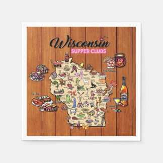 Napkin - Wisconsin Supper Club Map - Series 1 Serviette