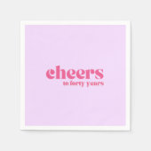 Napkins "Cheers to 4years" Retro Lila Serviette (Vorderseite)
