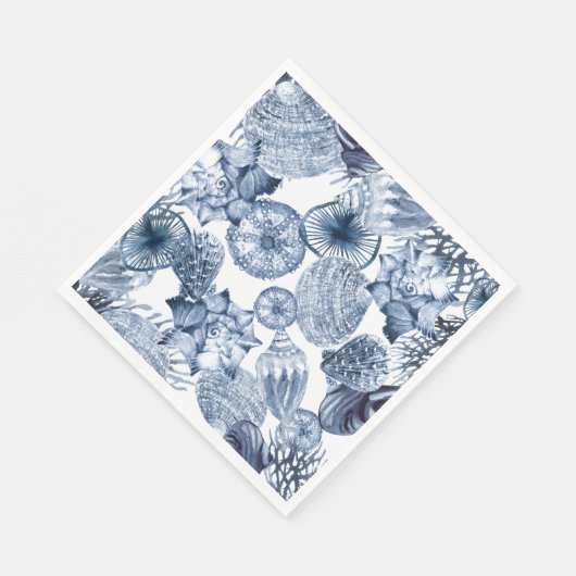 Napkins Design der Küste in Blau und Weiß-Muscheln Serviette (Ecke)