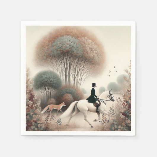 Napkins Equestrian Elusive Fox Hunt Serviette (Vorderseite)