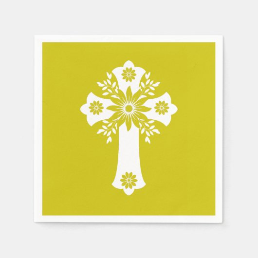 Napkins Floral Cross Yellow Serviette (Vorderseite)