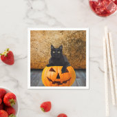 Napkins, Halloween Black Cat On Pumpkin Serviette (Beispiel)