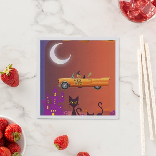 Napkins Halloween Hexe im Autos-Funny-Sprichwort Serviette (Beispiel)