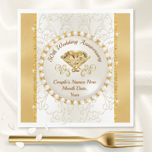 Napkins, Hochzeitsjubiläum von Elfenbein und Golde Serviette