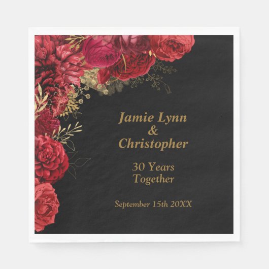 Napkins Hochzeitstag von Roter Flora Serviette (Vorderseite)