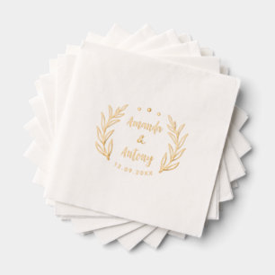 Napkins im Retro-Blumenstil gestempelt. Servietten Mit Folie