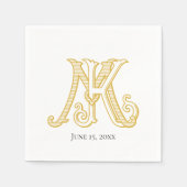 Napkins KM Monogramm oder MK Monogramm Serviette (Vorderseite)