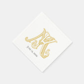 Napkins KM Monogramm oder MK Monogramm Serviette (Ecke)