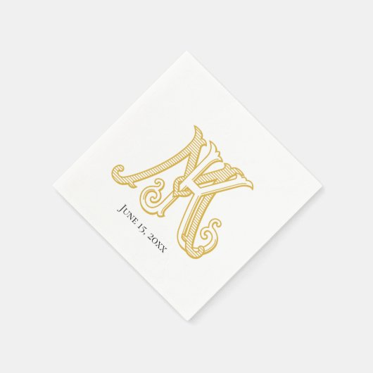 Napkins KM Monogramm oder MK Monogramm Serviette (Ecke)