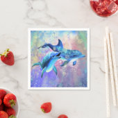 Napkins mit Happy Dolphin Couple - Malerei Serviette (Beispiel)