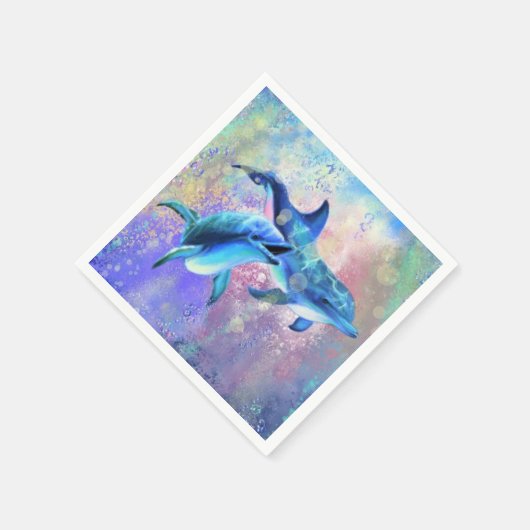 Napkins mit Happy Dolphin Couple - Malerei Serviette (Ecke)