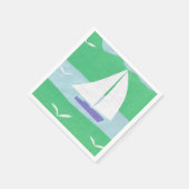 Napkins mit weißem Segelboot-Design Serviette (Ecke)