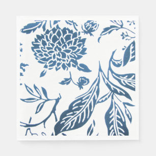 Napkins, Navy & White Floral Print Serviette