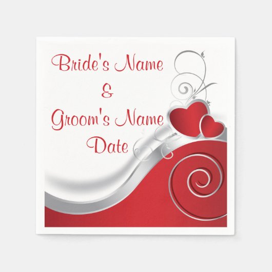 Napkins - Papier - Silberfärberei am roten Herzen Serviette (Vorderseite)