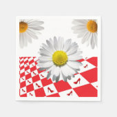Napkins, rot kariert, weißer Daisy, floral Serviette (Vorderseite)