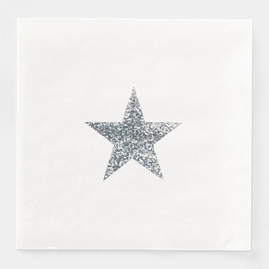 Napkins - Silberner Glitzer Star Serviette (Vorderseite)