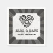 Napkins Wedding Steampunk Wedding Hearts Cogs Serviette (Vorderseite)