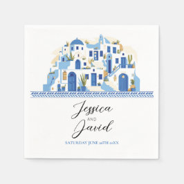 Napkins Wedes Names Santorini Griechenland Blau We Serviette