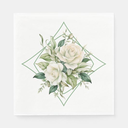Napkins-White Roses Serviette (Vorderseite)