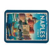 Naples Bay Italy Illustration Travel Art Vintage Magnet (Horizontal)