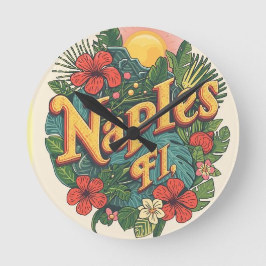 Naples florida dreaming runde wanduhr (Vorderseite)