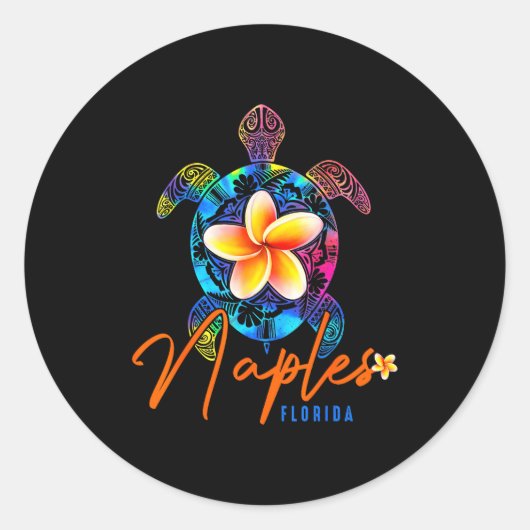 Naples Florida Sea Turtle Tie Dye Trocal Vacation Runder Aufkleber (Vorderseite)