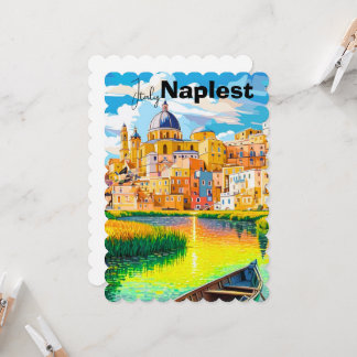 Naples Italy Travel Postcard, Naples Travel Art, I Einladung