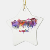 Naples skyline im Watercolor Keramik Ornament (Links)