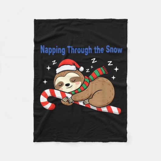 Napng Through The Snow Christmas Sloth Candy Cane Fleecedecke (Vorderseite)