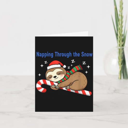 Napng Through The Snow Christmas Sloth Candy Cane Karte (Vorderseite)