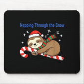 Napng Through The Snow Christmas Sloth Candy Cane Mousepad (Vorne)