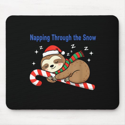 Napng Through The Snow Christmas Sloth Candy Cane Mousepad (Vorne)
