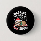 Napng Through The Snow Funny Sloth Candy Cane Xmas Button (Vorderseite)