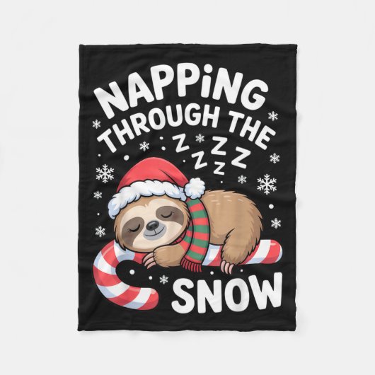 Napng Through The Snow Funny Sloth Candy Cane Xmas Fleecedecke (Vorderseite)
