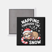 Napng Through The Snow Funny Sloth Candy Cane Xmas Magnet (Vorderseite/Rückseite)