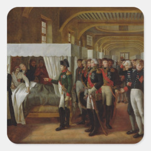 Napoleon besucht die Invalidenanstalt Quadratischer Aufkleber