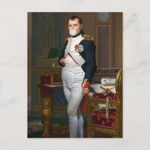 Napoleon Bonaparte bläst ein weißes Kaugummi Postkarte