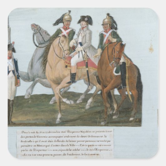 Napoleon Bonaparte und der Varsovian Sentry Quadratischer Aufkleber (Vorderseite)
