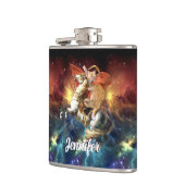 Napoleon Cat im Weltraum Flachmann (Links)