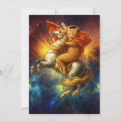 Napoleon Cat Riding Horse Through Galaxy           Einladung (Rückseite)