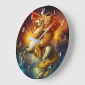 Napoleon Cat Riding Horse Through Galaxy           Große Wanduhr (Winkel)