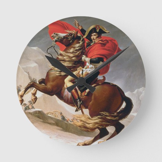 Napoleon Crossing the Alps, c.1800 (oil on canvas) Runde Wanduhr (Vorderseite)