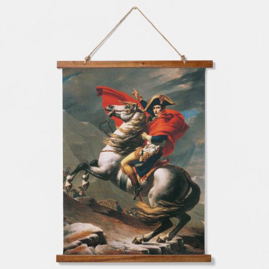 Napoleon Crossing the Alps Neoclassical Painting Wandteppich Mit Holzrahmen (Vorderseite)
