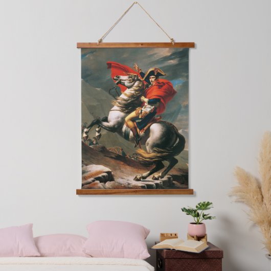 Napoleon Crossing the Alps Neoclassical Painting Wandteppich Mit Holzrahmen (Schlafzimmer)