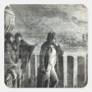 Napoleon, der das Feuer von Moskau im Jahre 1812 Quadratischer Aufkleber