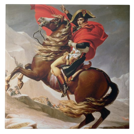 Napoleon, der die Alpen, c.1800 (Öl, überquert auf Fliese (Vorderseite)