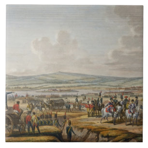 Napoleon, der die Belagerung besucht, arbeitet in Fliese